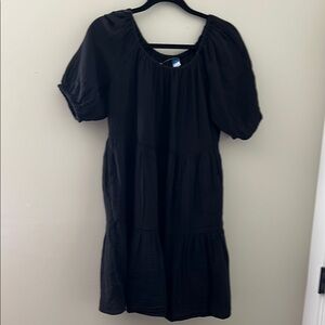 Old Navy Black Puff Sleeve Tiered Mini Dress Women’s Medium